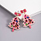 Christmas Trees with Bowknot Alloy Dangle Stud Earrings for Women, with 316 Surgical Stainless Steel Pins & Plastic & Acrylic, Pink, 53x33mm