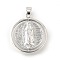Brass Pendants, Rotatable Pendants, Flat Round with Virgin Pattern, Platinum, 29x25.5x3.5mm, Hole: 6x4mm