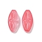 Transparent Glass Beads, Oval with Flower, Baking Paint, Indian Red, 20x9.5x4mm, Hole: 1.2mm