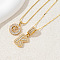 2Pcs 2 Styles Brass Pave Clear Cubic Zirconia Initial Pendant Necklace Sets, Golden, Letter K, 17.72 inch(45cm), 1pc/style