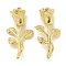 304 Stainless Steel Pendants, Rose Flower Charm, Real 14K Gold Plated, 32.5x17x9mm, Hole: 1.6mm