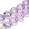 Electroplate Baking Paint Glass Beads Strands, Heart, AB Color Plated, Half Plated, Violet, 14.5x16x4.5mm, Hole: 1.2mm, about 45pcs/strand, 25.59''(65cm)