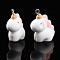 Flocky Anima Resin Pendants with Platinum Iron Loop, Unicorn, 28~29x13.5x23mm, Hole: 2mm