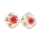 Inner Dried Flower Transparent Resin Pendants, Leaf Charms, Tomato, 31.5x30x4mm, Hole: 1.8mm