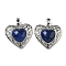 Natural Lapis Lazul Dyed Peach Love Heart Pendants, Rack Plating Brass Hollow Heart Charms, Cadmium Free & Lead Free, 29.5x30.5x7.5mm, Hole: 7.5x5mm