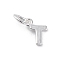 925 Sterling Silver Letter Charms, with Jump Rings and 925 Stamp, Silver Color Plated, Letter T, 8x6.5x0.8mm, Hole: 4mm