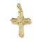 Cross Rack Plating Brass Micro Pave Clear Cubic Zirconia Pendant, Long-Lasting Plated, Lead Free & Cadmium Free, Real 18K Gold Plated, 36.5x25.5x2mm, Hole: 5x3mm
