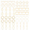 Brass Linking Rings, Mixed Shapes, Real 18K Gold Plated, 68x52x11mm, 64pcs/box