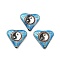 Handmade Cloisonne Beads, Heart with Yin-yang, Sky Blue, 18.5~19x20x5~5.5mm, Hole: 1.2mm