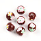 Handmade Porcelain Beads, Famille Rose Porcelain, Round & Flower, Saddle Brown, 12.5~13mm, Hole: 2.5mm