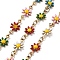 Ion Plating(IP) 304 Stainless Steel Handmade Beaded Chain, with Enamel, with Spool, Soldered, Real 18K Gold Plated, Flower, Colorful, 13x7.5x2mm, about 16.40 Feet(5m)/Roll