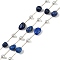 Ion Plating(IP) 304 Stainless Steel Paperclip Chains, with Natural Lapis Lazuli Beaded and ABS Plastic Pearl, Real 18K Gold Plated, 11x7x4x5mm, about 32.81 Feet(10m)/Roll