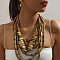 Bohemian Style Wood Beaded Multilayer Necklaces & Dangle Earrings Sets, Dark Khaki, 550mm