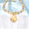 Brass Slider Bracelets, with 304 Stainless Steel Pendants, Clover, 10-5/8 inch(27cm), Pendant: 13x10.5x1.5mm
