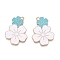 Alloy Enamel Pendants, Light Gold, Lead Free & Cadmium Free, Flower Charm, Sky Blue, 35x25x1.5mm, Hole: 2mm