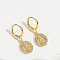 Brass Cubic Zirconia Hoop Earrings, Golden, Oval, 22x12mm