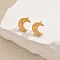 Brass Stud Earrings, Real 18K Gold Plated, Moon, 9mm