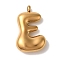 Ion Plating(IP) 304 Stainless Steel Pendants, Balloon Letter Charm, Golden, Letter E, 25x15.5x6.5mm, Hole: 2mm