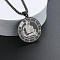 201 Stainless Steel Pendant Necklaces with Alloy Box Chain, Black, Flat Round Constellation Pattern, Aquarius, 23.62 inch(60cm)