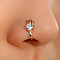 Brass Clear Zirconia Zirconia Clip-on Nose Septum Rings, Rabbit, Light Gold, 12mm