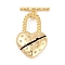 Brass Enamel Toggle Clasps, Heart, Real 18K Gold Plated, Heart: 23.5x15x5mm, Hole: 8.5x5mm, Bar: 15x3.5x1.5mm, Hole: 1mm