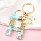 Resin & Acrylic Keychain, with Tassel Pendant and Iron Findings, Letter H, 10cm, pendant: 26~42mm.