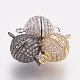 Eco-Friendly Brass Micro Pave Cubic Zirconia Magnetic Clasps with Loops ZIRC-F083-110-RS-1