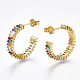 Brass Micro Pave Cubic Zirconia Stud Earrings EJEW-S201-50-1