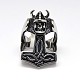 Personalizado 304 cráneo acero inoxidable con anillos de banda ancha de martillo de Thor para los hombres RJEW-F018-05-1