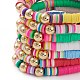 Set di braccialetti elasticizzati con perline heishi in argilla polimerica arcobaleno 7 pz BJEW-JB05889-2