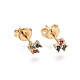 Brass Micro Pave Cubic Zirconia Stud Earrings EJEW-L224-13G-1