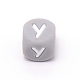 Silikon-Alphabet-Perlen für die Herstellung von Armbändern oder Halsketten SIL-TAC001-01A-Y-1