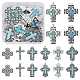 16 pièce pendentif turquoise + alliage + zircon pendentif croix turquoise vintage accessoires en alliage accessoires de collier à faire soi-même (8 styles) JX640A-1