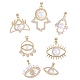 7Pcs 7 Styles Rack Plating Brass Micro Pave Clear Cubic Zirconia Charms ZIRC-SZ0004-87-1