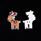 クリスマス 2 ホール スプレー塗装メープル木製ボタン  片面プリント  クリスマスのトナカイ/クワガタ  砂茶色  40x25.5x2mm  穴：1.6mm WOOD-N005-43-3