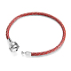 TINYSAND Sterling Silver Red Leather European Bracelets TS-B134-R-18-2