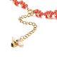 合金エナメル蜂の魅力を持つガラスシードビーズフラワーネックレス  女性のための編みこみのジュエリー  ゴールドカラー  レッド  12.60インチ（32cm） NJEW-JN03817-05-5