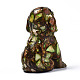 Ornamento modello cane assemblato in bronzo naturale e diaspro imperiale sintetico G-N330-61-3
