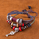 Adjustable Retro Key Zinc Alloy and Leather Multi-strand Bracelets BJEW-BB16032-7