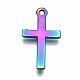 Piccoli ciondoli a croce in lega color arcobaleno PALLOY-S180-035-RS-4