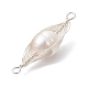 Ciondoli per connettori avvolti in filo di rame con perle d'acqua dolce naturali coltivate PALLOY-JF02519-01-4