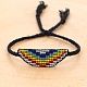 Large bande de graine de verre avec motif arc-en-ciel bracelet de lien d'amitié pour les femmes BJEW-P269-15-3