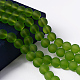 Fili di perle di vetro trasparente tondo smerigliato verde lime X-GLAA-S031-8mm-34-1