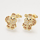 Ciondoli in ottone con zirconi cubici e orecchini a bottone e anelli regolabili set di gioielli SJEW-S043-01-4