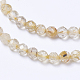 Chapelets de perles en quartz rutiles d'or naturel G-F568-162-3mm-3