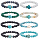 Anattasoul 8pcs 8 couleurs ensemble de bracelets extensibles en perles de tortue de résine BJEW-AN0001-16-1