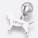 304 Stainless Steel Puppy European Dangle Charms STAS-O097-18P-1