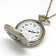 Halloween Jewelry Gifts Alloy Flat Round with Skull Pendant Necklace Pocket Watch WACH-N012-10-4