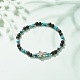 Natural & Synthetic Mixed Gemstone Beaded Stretch Bracelet with Clear Cubic Zirconia Cross for Women BJEW-JB08247-05-2