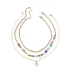 Set di collane di perline malocchio in pietra di luna bianca naturale in stile 3 pz 3 e resina NJEW-JN04026-1